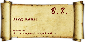 Birg Kamil névjegykártya